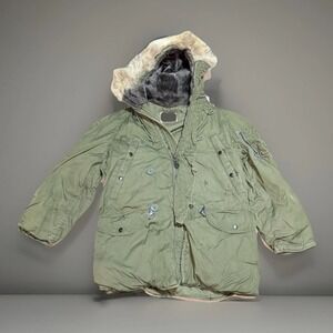 Vtg 1972 USAF N-3B Modified Flight Parka Jacket Lancer Small Vietnam real fur